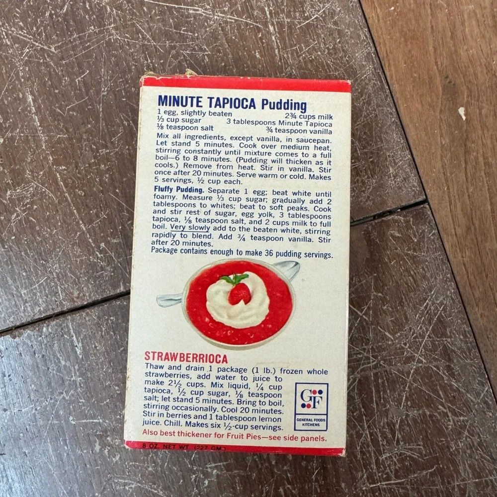 Vintage Minute Tapioca Box General Foods Kitchen Decor Empty Box‎